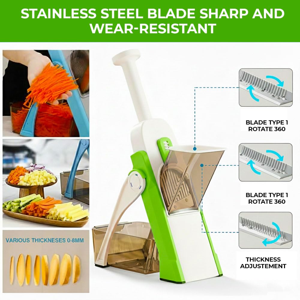 Multifunctional Vegetable Cutter, Adjustable Grater & Food Chopper – All-in-One Slicer for Quick & Easy Meal Prep