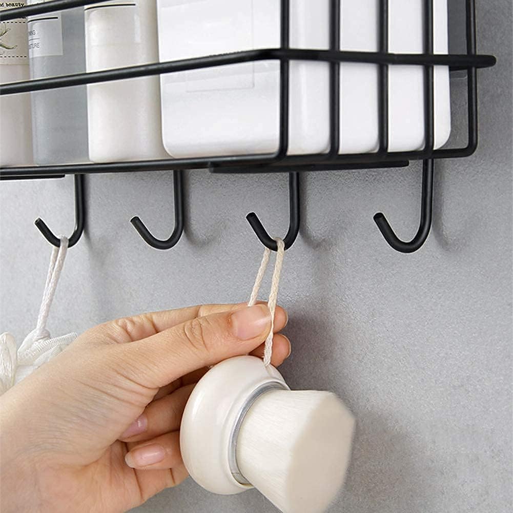 Self-Adhesive Bathroom Shelf with Hooks