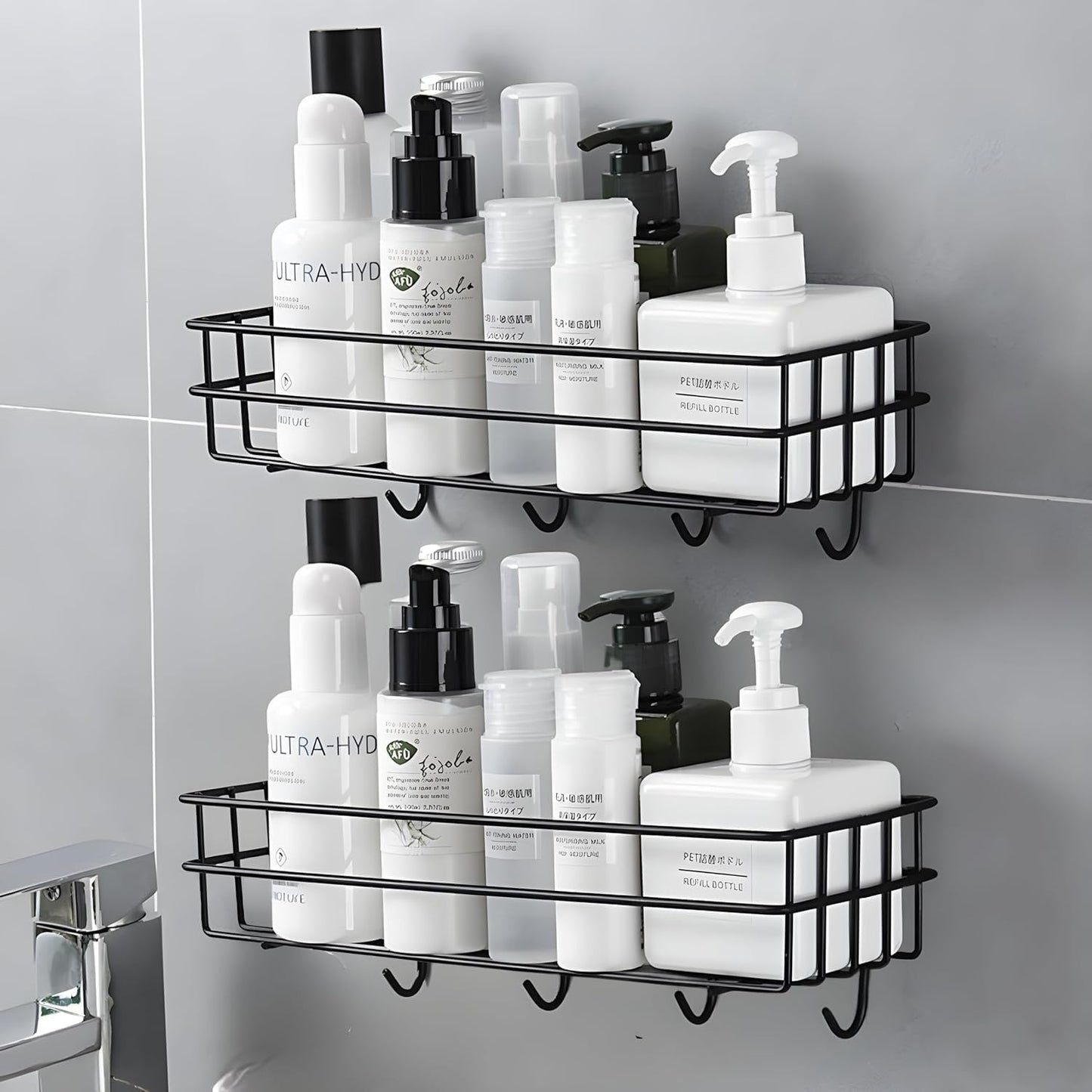 Self-Adhesive Bathroom Shelf with Hooks