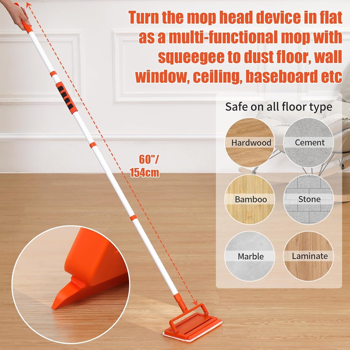 3-in-1 Fan Cleaner Duster with 159 cm Extendable Long Handle for Ceiling Fan Blades