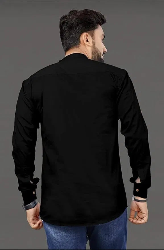 Men's Slim Fit Full Sleeve Cotton Short Kurta Pack of 2