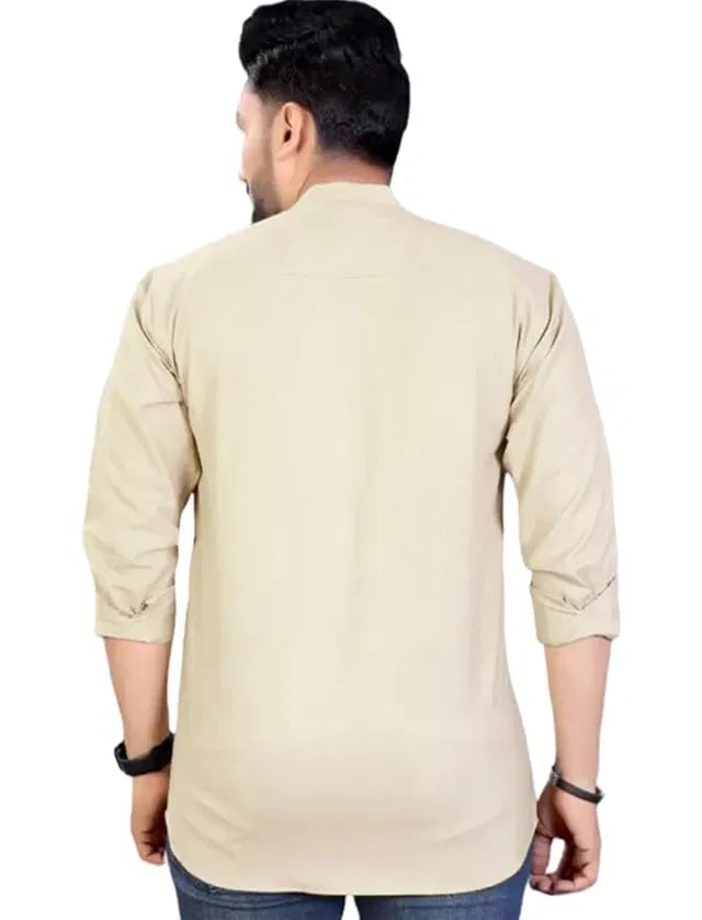 Men's Slim Fit Full Sleeve Cotton Short Kurta Pack of 2